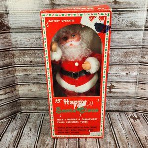 FUNNY TOYS CO 15" Happy Santa Claus Motions Candlelight Plays Christmas Tunes